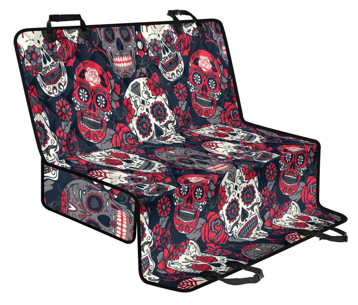 Sugar Skulls & Roses Car Back Seat Pet Cover