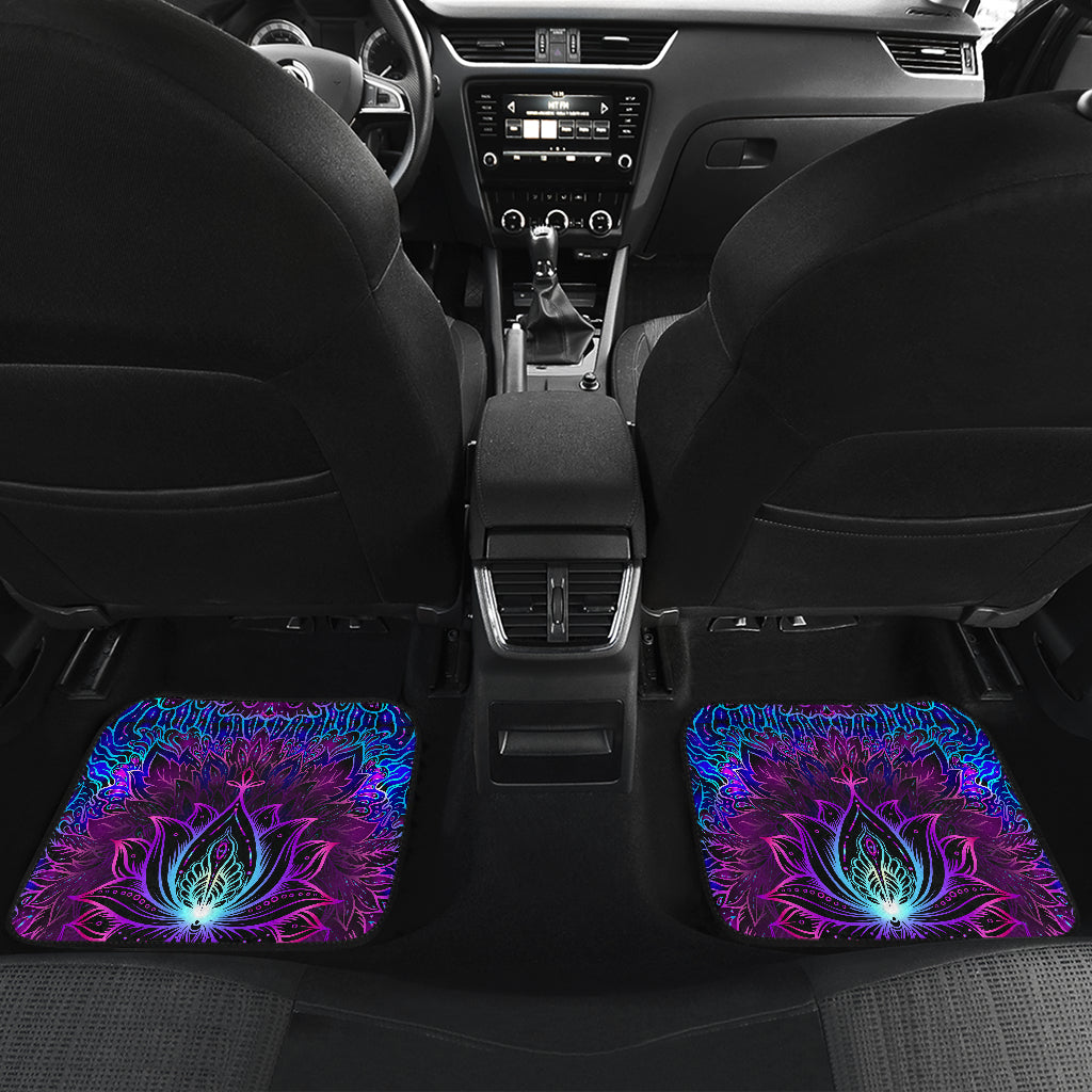 Blue Pink Lotus Car Floor Mats