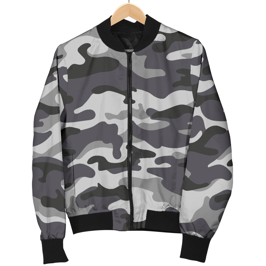Mens Grey Camouflage Bomber Jacket