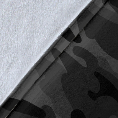 Dark Grey Camouflage Blanket