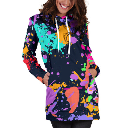 Colorful Paint Drip Womens Hoodie Dress