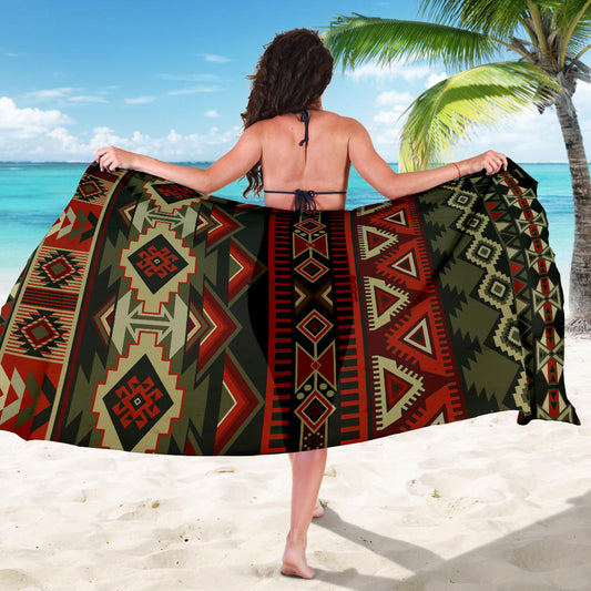 Red & Brown Boho Aztec Sarong