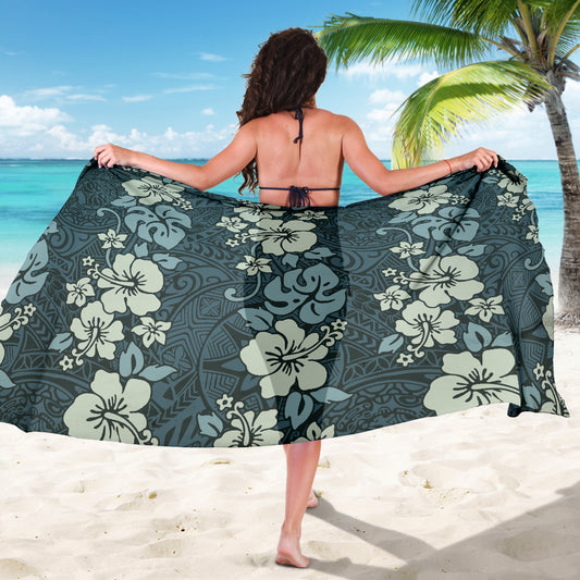 Green Floral Tribal Polynesian Sarong
