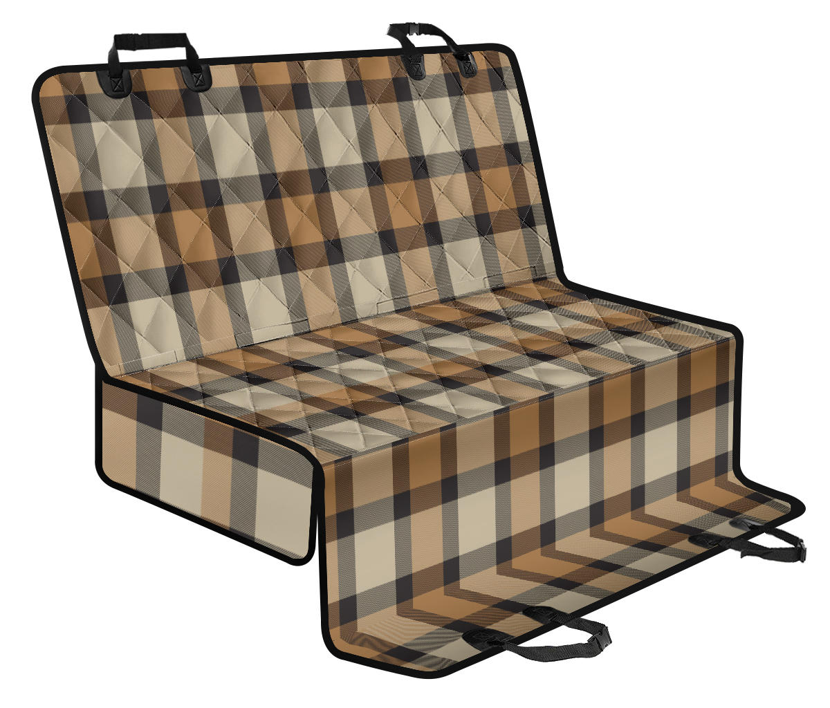 Brown Plaid Car Back Seat Pet Cover