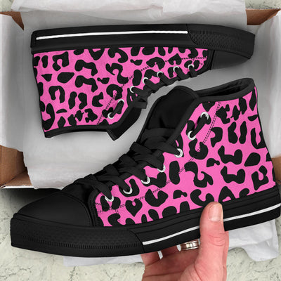 Pink Leopard Print High Top Shoes