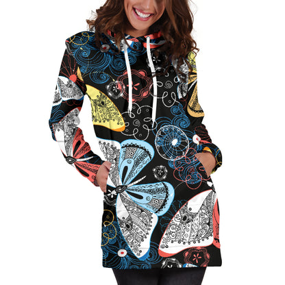 Colorful Butterflies Decor Womens Hoodie Dress