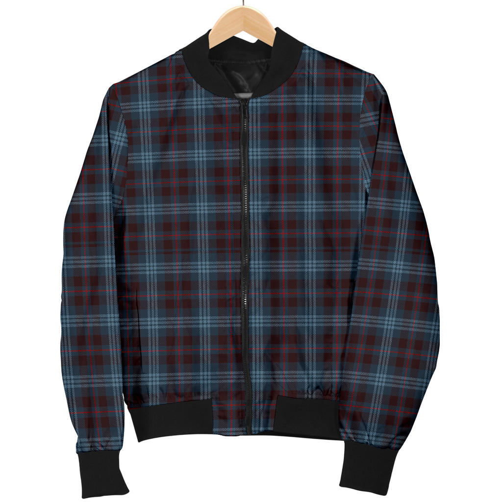 Womens Blue Plaid Bomber Jacket
