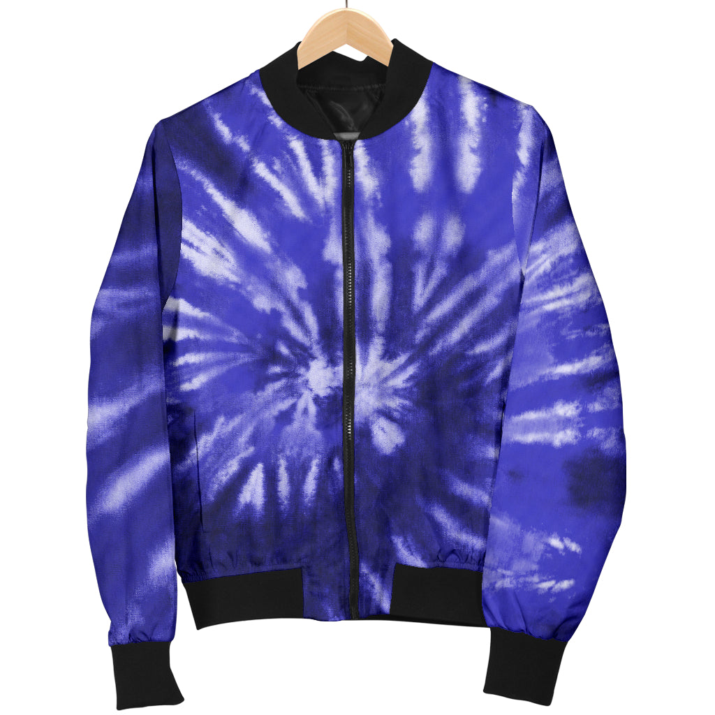 Mens Royal Blue Tie Dye Bomber Jacket