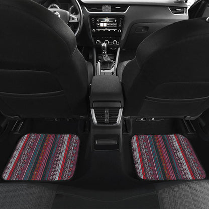 Red Boho Stripes Car Floor Mats