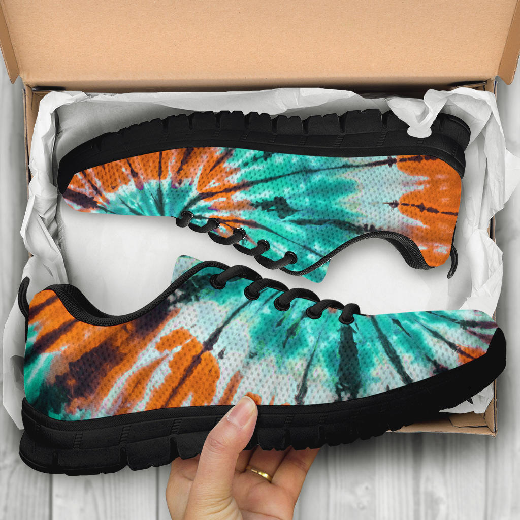 Teal Orange Tie Dye Sneakers