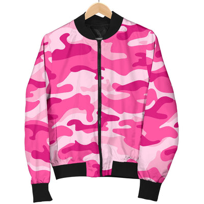 Womens Pink Camouflage Bomber Jacket
