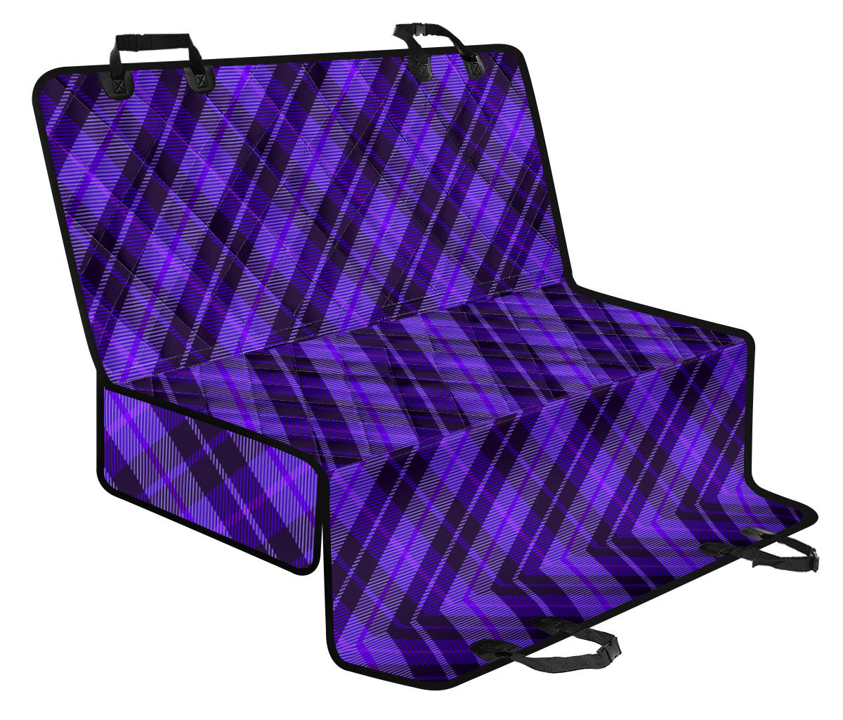 Purple Plaid Car Back Seat Pet Cover