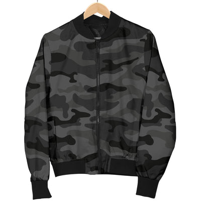 Womens Dark Grey Camouflage Bomber Jacket