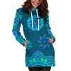 Teal Blue Mandalas Womens Hoodie Dress