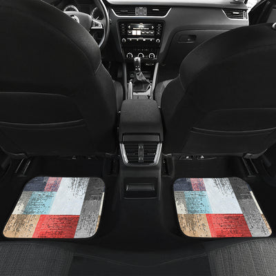 Red White Abstract Blocks Car Floor Mats