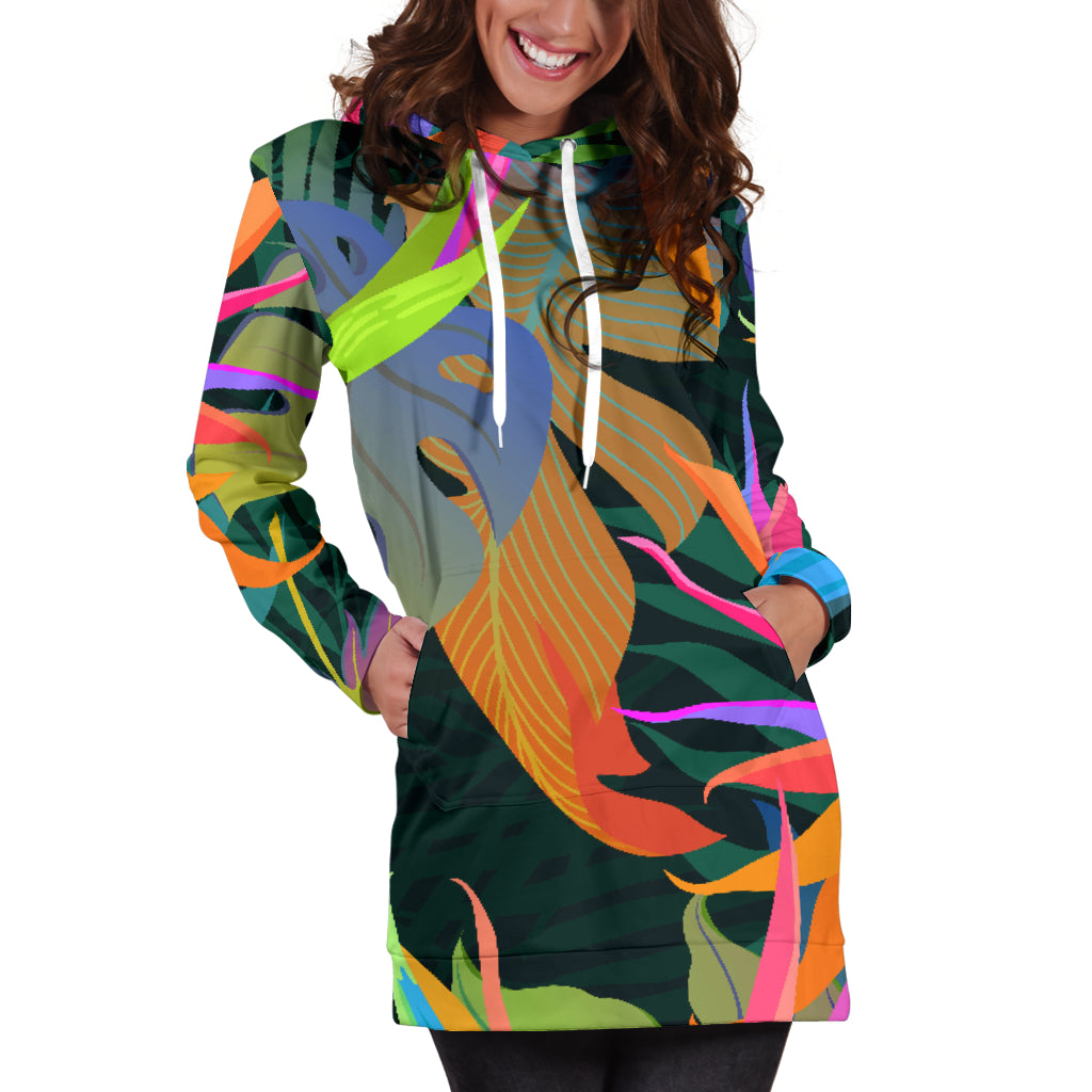 Colorful Plants Womens Hoodie Dress