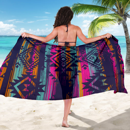 Colorful Boho Aztec Streaks Sarong