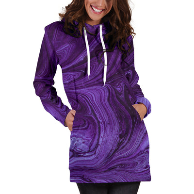 Purple Swirls Womens Hoodie Dress