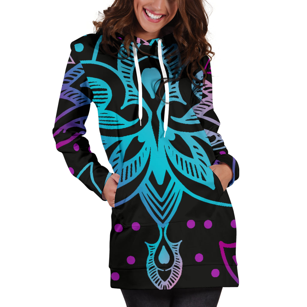 Lotus Decor Mandala Womens Hoodie Dress