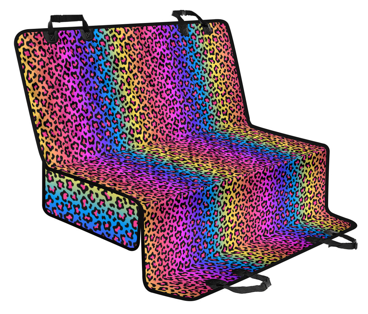 Colorful Leopard-Print Stripes Car Back Seat Pet Cover