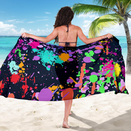 Colorful Paint Drip Abstract Art Sarong