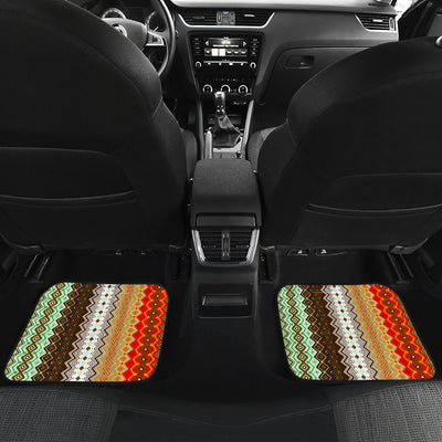 Brown Orange Ethnic Stripes Car Floor Mats