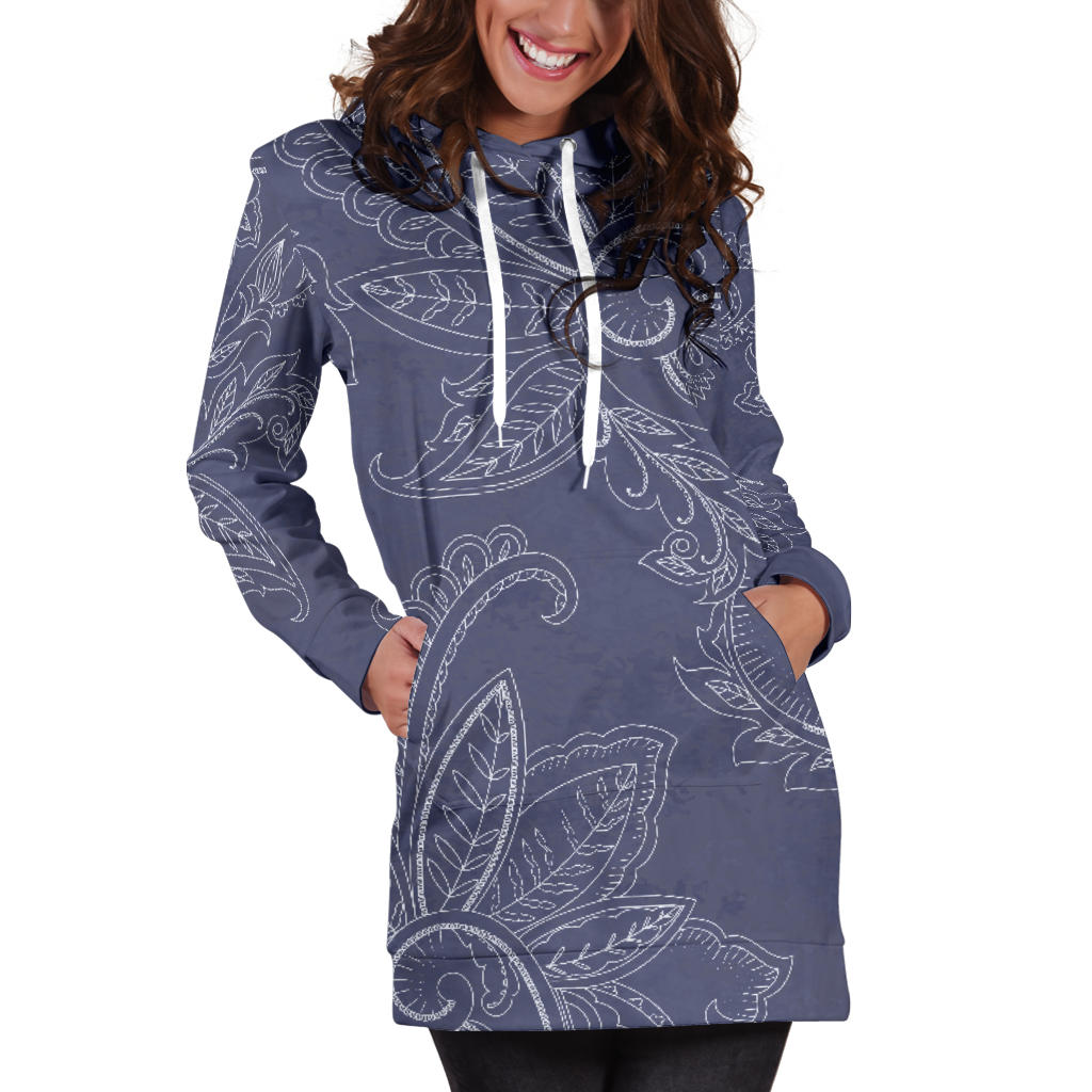 Blue Grey Decor Womens Hoodie Dress