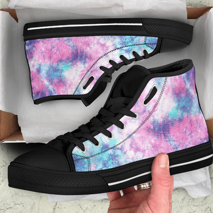 Pink Cotton Candy Tie Dye Print High Top Shoes