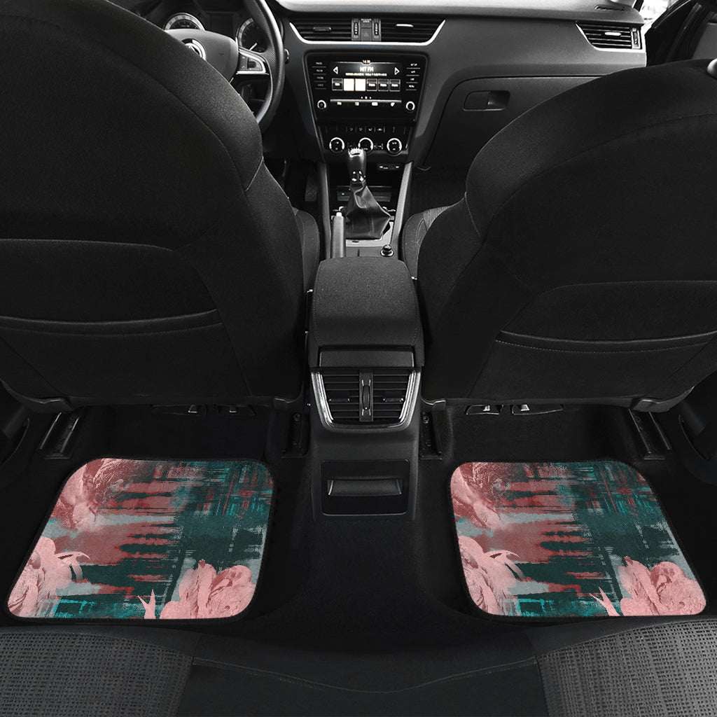 Pink Abstract Floral Car Floor Mats
