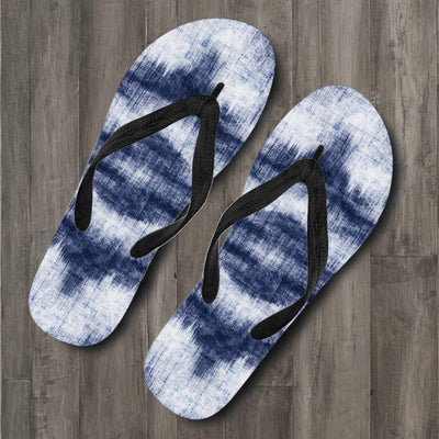 Denim Blue Abstract Flip Flops