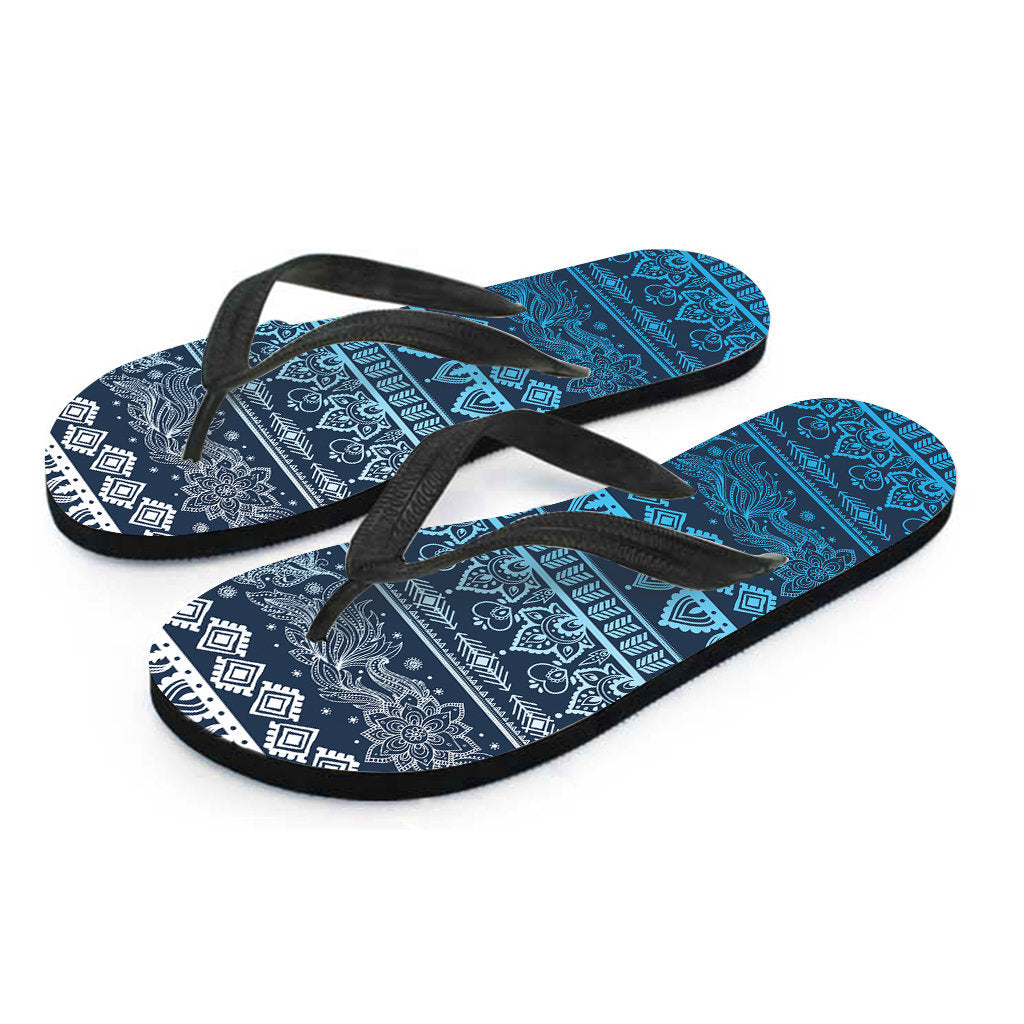 Blue Boho Flip Flops