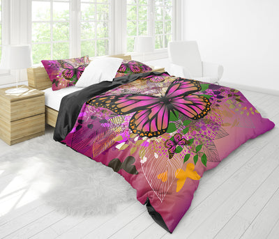 Pink Butterflies Bedding Set