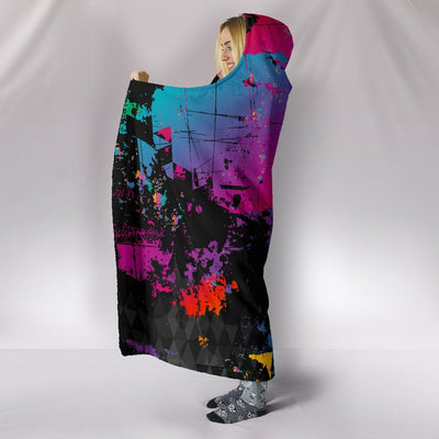 Colorful Abstract Art Hooded Blanket