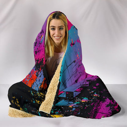 Colorful Abstract Art Hooded Blanket