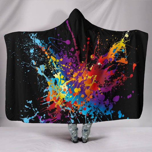 Colorful Paint Splash Abstract Art Hooded Blanket