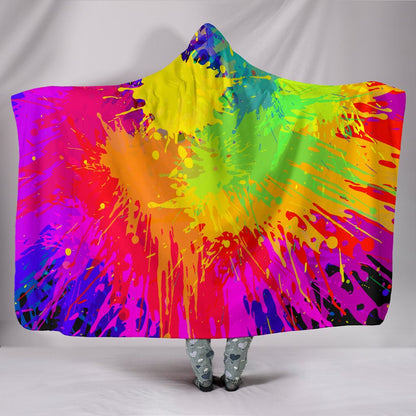 Colorflu Paint Splatter Abstract Art Hooded Blanket