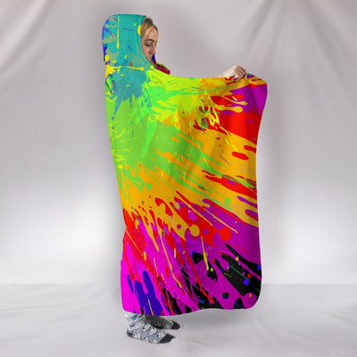 Colorflu Paint Splatter Abstract Art Hooded Blanket