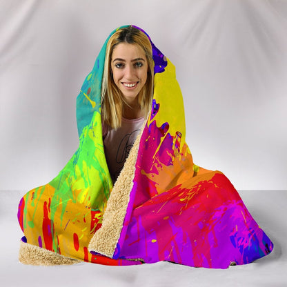 Colorflu Paint Splatter Abstract Art Hooded Blanket