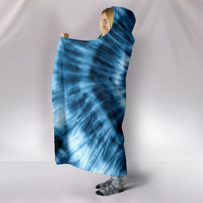 Blue Tie Dye Print Hooded Blanket