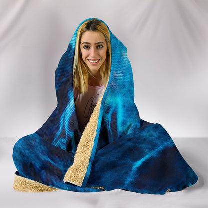 Blue Tie Dye Print Grunge Hooded Blanket