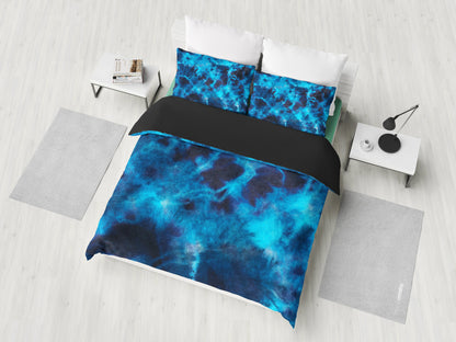 Blue Tie Dye Print Grunge Bedding Set