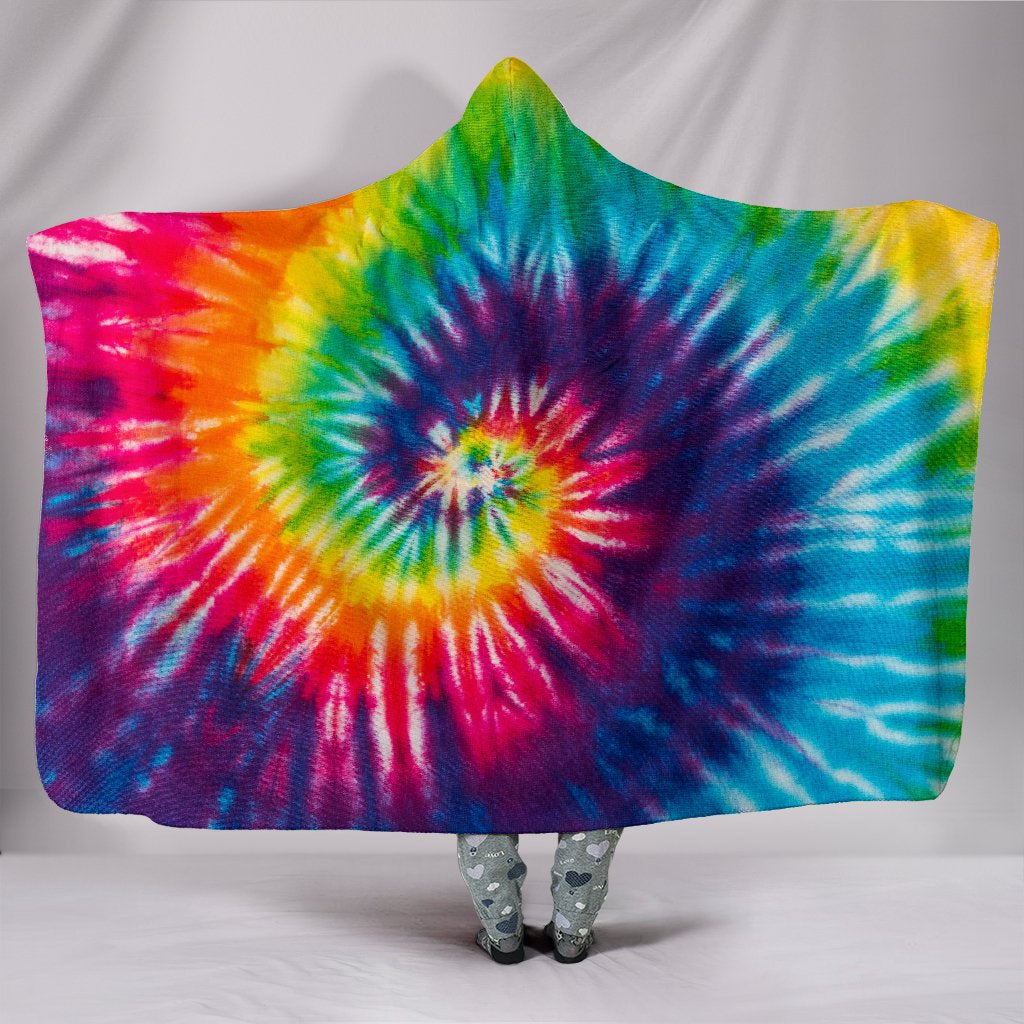 Colorful Tie Dye Spiral Hooded Blanket
