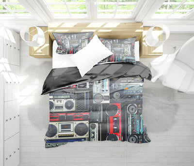 Vintage Boombox Stereos Bedding Set