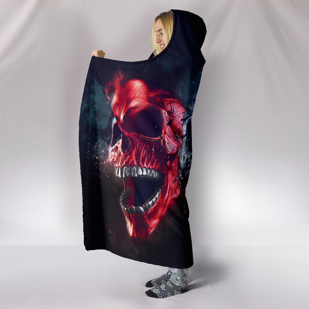 Three Metal Skulls Hooded Blanket