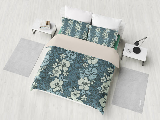 Green Floral Tribal Polynesian Bedding Set