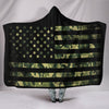 Army Green Camouflage American Flag Hooded Blanket