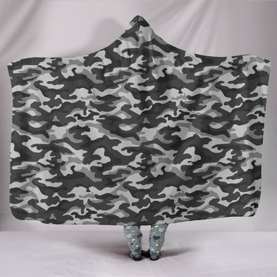 Grey Camouflage Hooded Blanket