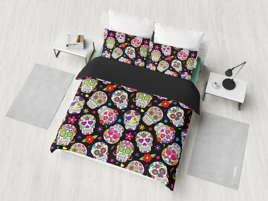 Colorful Sugar Skulls Bedding Set