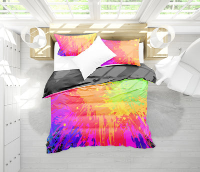 Colorful Paint Splatter Abstract Art Bedding Set