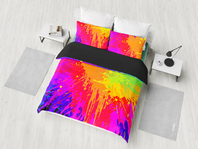 Colorful Paint Splatter Abstract Art Bedding Set